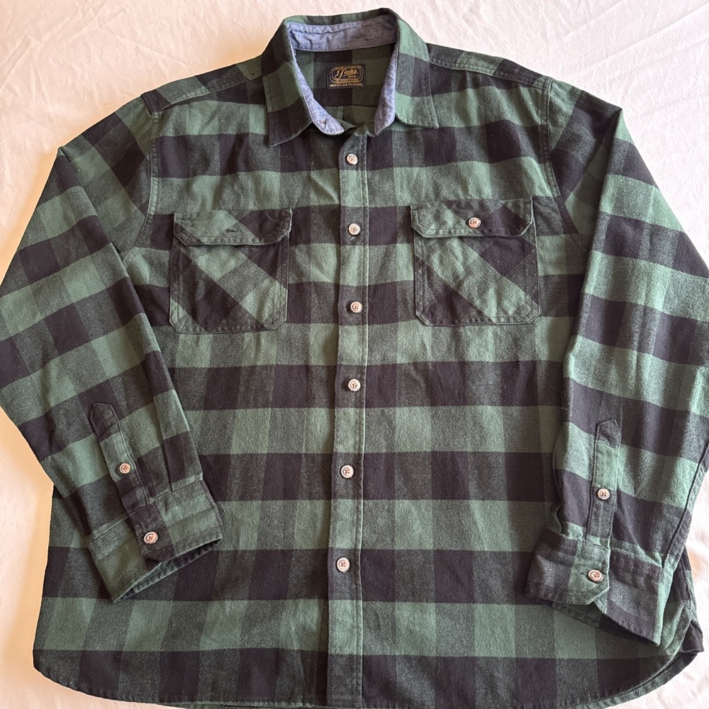Jachs Men's XXL Green/black Heritage Flannel Plaid Long Sleeve Cotton